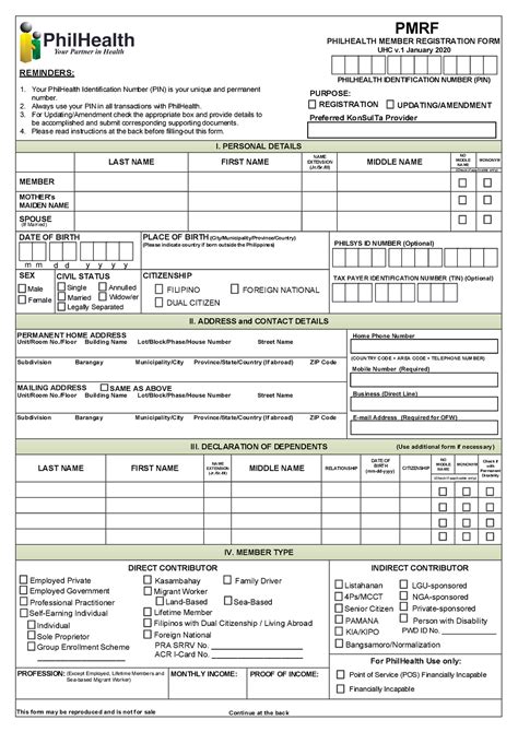sample philhealth id|PHILHEALTH MEMBER REGISTRATION FORM UHC v.1 .
